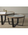 set 2 tables basses rondes avec verre