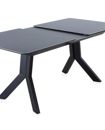 mesa extensível cerâmica cinza com pés metal 160210x90