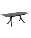 mesa extensible cerámica gris con patas metal 160210x90