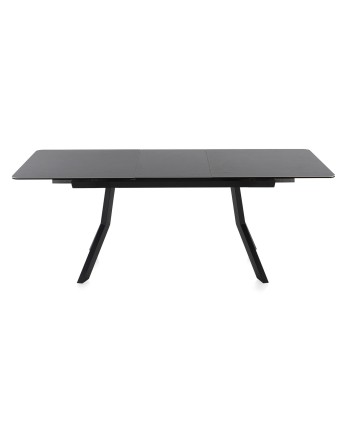 mesa extensível cerâmica cinza com pés metal 160210x90