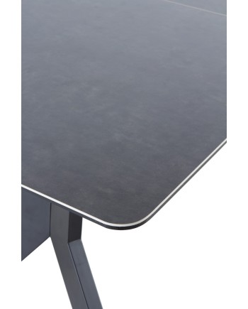 mesa extensível cerâmica cinza com pés metal 160210x90