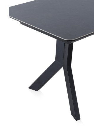 mesa extensível cerâmica cinza com pés metal 160210x90