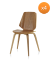 chaise en contreplaqué de chêne pack 4 unités
