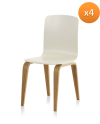 silla madera blanca contrachapado roble pack 4 unidades