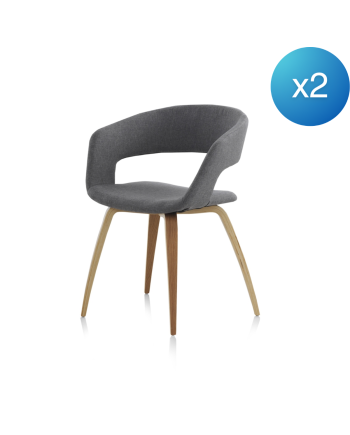 sillón madera tapizado en gris pack 4 unidades