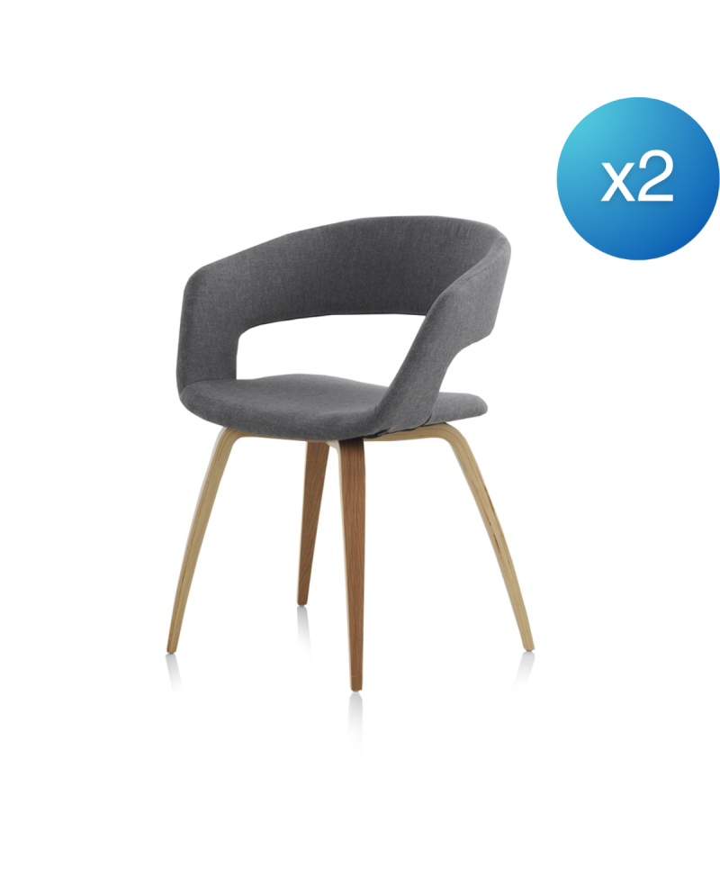 sillón madera tapizado en gris pack 4 unidades