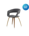 fauteuil bois tapisse couleur gris pack 4 unités