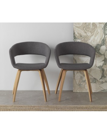 sillón madera tapizado en gris pack 4 unidades