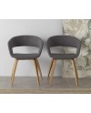 fauteuil bois tapisse couleur gris pack 4 unités