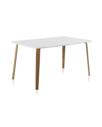 mesa madeira branca com pés contraplacado de carvalho 150x90 cm