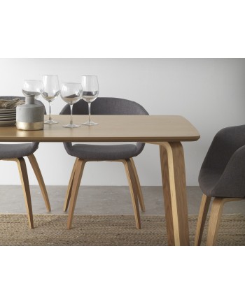 table plateau naturel avec pieds en contreplaqué de chêne 150x90 cm