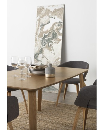 table plateau naturel avec pieds en contreplaqué de chêne 150x90 cm