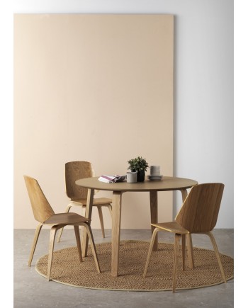 table plateau naturel avec pieds en contreplaqué de chêne 110 cm