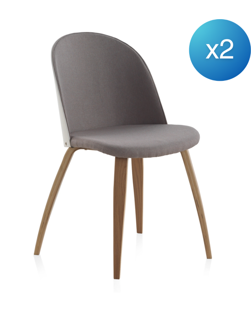 pack 4 chaises tapissées avec dossier plaqué en bois laqué blanc