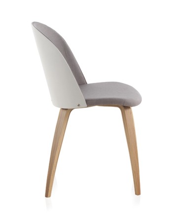 pack 4 chaises tapissées avec dossier plaqué en bois laqué blanc
