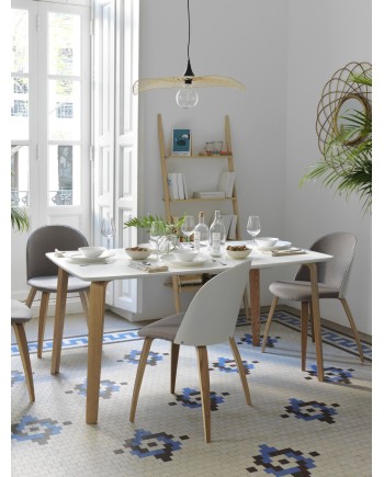 silla madera tapizada con respaldo lacado blanco pack 4 unidades