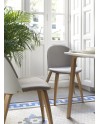 pack 4 chaises tapissées avec dossier plaqué en bois laqué blanc