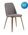 pack 4 chaises tapissées avec pieds contreplaqué en chêne naturel