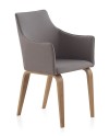 fauteuil tapisse couleur gris pieds contreplaque chêne