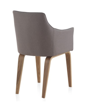 fauteuil tapisse couleur gris pieds contreplaque chêne