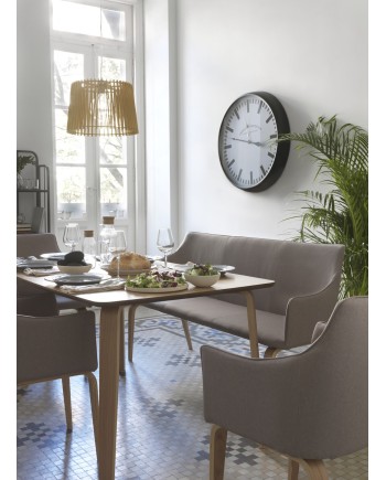 fauteuil tapisse couleur gris pieds contreplaque chêne