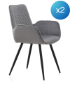pack 2 poltronas estofadas veludo cinza pés metálicos pretos