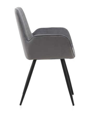 pack 4 sillones tapizados terciopelo gris patas metálicas negras