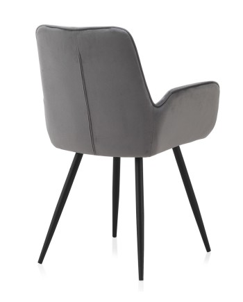 pack 2 poltronas estofadas veludo cinza pés metálicos pretos