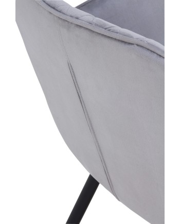 pack 4 sillones tapizados terciopelo gris patas metálicas negras