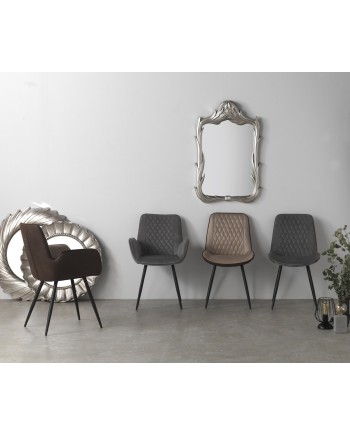 pack 2 poltronas estofadas veludo cinza pés metálicos pretos