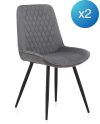 pack 4 chaises rembourrées en velours gris pieds métal noir