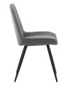 pack 4 chaises rembourrées en velours gris pieds métal noir