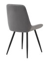 pack 4 chaises rembourrées en velours gris pieds métal noir