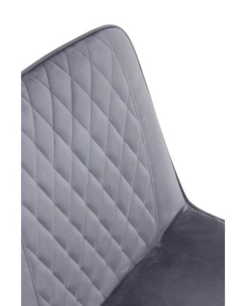 pack 4 chaises rembourrées en velours gris pieds métal noir