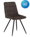 pack 4 chaises rembourrées en velours brune pieds métal noir