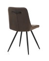 pack 4 chaises rembourrées en velours brune pieds métal noir