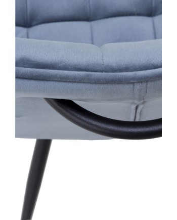 pack 4 chaises rembourrées en velours bleu clair pieds métal noir