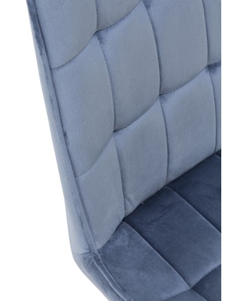 pack 4 chaises rembourrées en velours bleu clair pieds métal noir