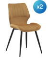 pack 4 chaises rembourrées en velours moutarde pieds métal noir