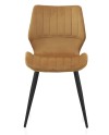 pack 4 chaises rembourrées en velours moutarde pieds métal noir