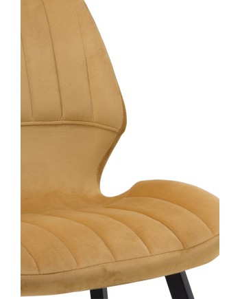 pack 4 chaises rembourrées en velours moutarde pieds métal noir