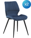 pack 4 chaises rembourrées en velours bleu pieds métal noir