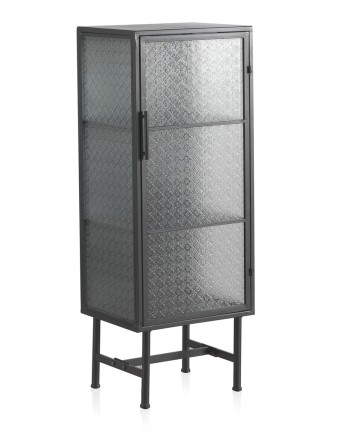 vitrina con puerta estructura metal gris