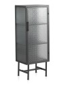 vitrine com porta estrutura metal cinza
