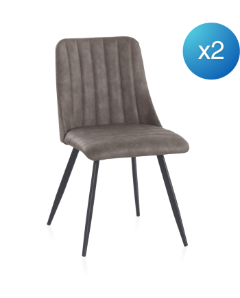 pack 4 chaises rembourrées taupe avec pieds en métal noir
