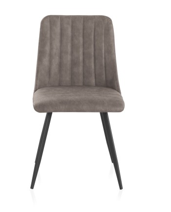 pack 4 chaises rembourrées taupe avec pieds en métal noir