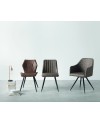 pack 4 chaises rembourrées taupe avec pieds en métal noir