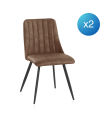 pack 4 chaises rembourrées marron pieds métal noir
