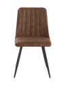 pack 4 chaises rembourrées marron pieds métal noir