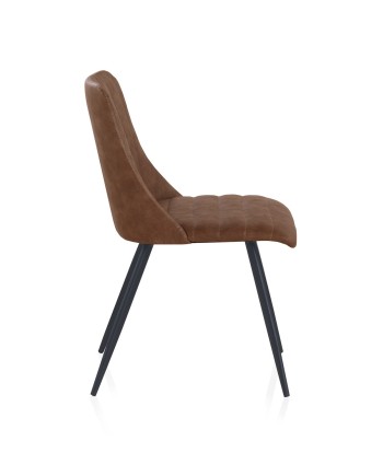 pack 4 chaises rembourrées marron pieds métal noir